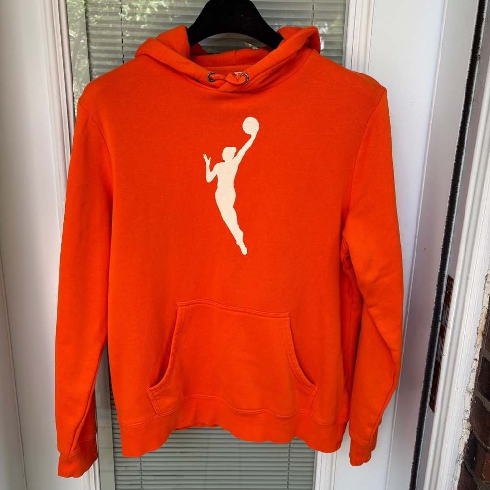 WNBA Fanatics Hoodie Sweatshirt Men’s Large Orange Fleece Pullover Logo EUC